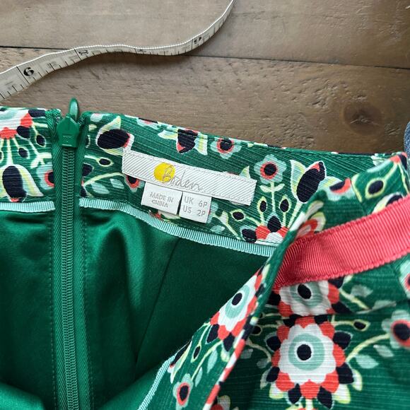 Boden Green Floral Pencil Skirt Size 2 Petite - Picture 5 of 6